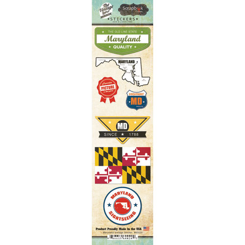 Scrapbook Customs - Vintage Label Collection - Cardstock Stickers - Maryland Vintage