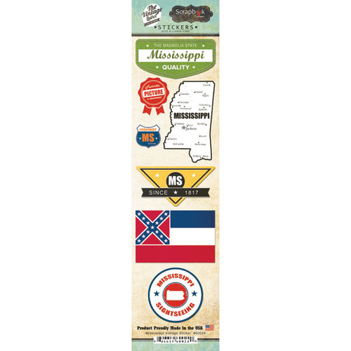 Scrapbook Customs - Vintage Label Collection - Cardstock Stickers - Mississippi Vintage