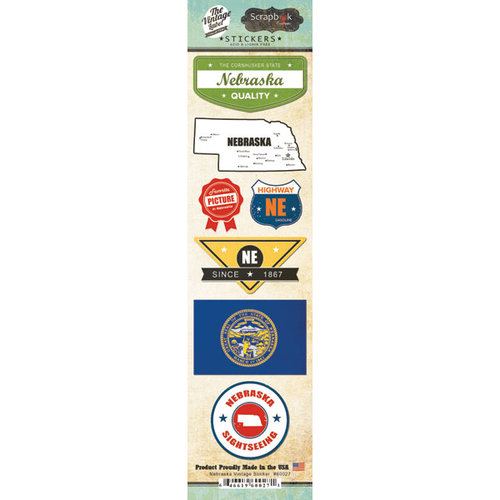 Scrapbook Customs - Vintage Label Collection - Cardstock Stickers - Nebraska Vintage