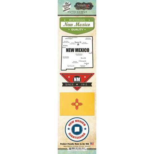 Scrapbook Customs - Vintage Label Collection - Cardstock Stickers - New Mexico Vintage