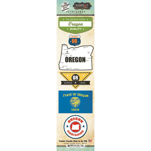 Scrapbook Customs - Vintage Label Collection - Cardstock Stickers - Oregon Vintage