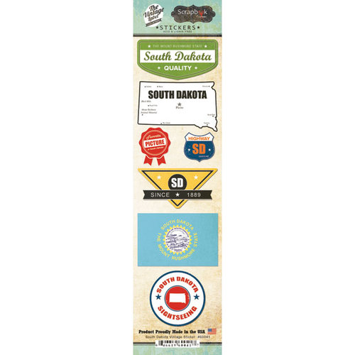 Scrapbook Customs - Vintage Label Collection - Cardstock Stickers - South Dakota Vintage