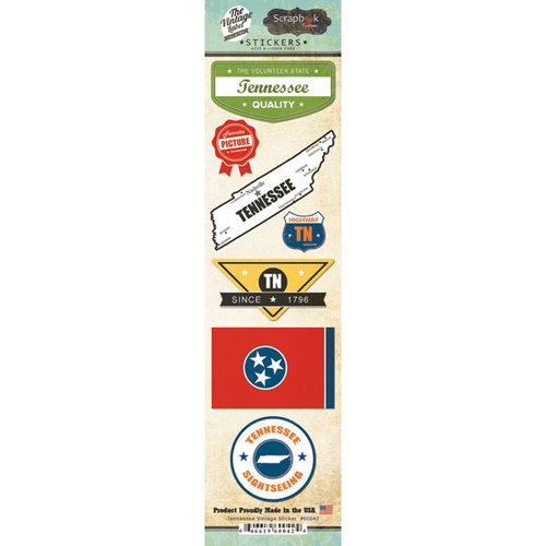 Scrapbook Customs - Vintage Label Collection - Cardstock Stickers - Tennessee Vintage
