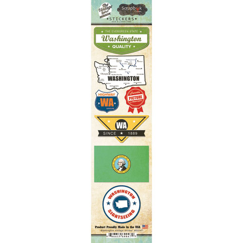 Scrapbook Customs - Vintage Label Collection - Cardstock Stickers - Washington Vintage