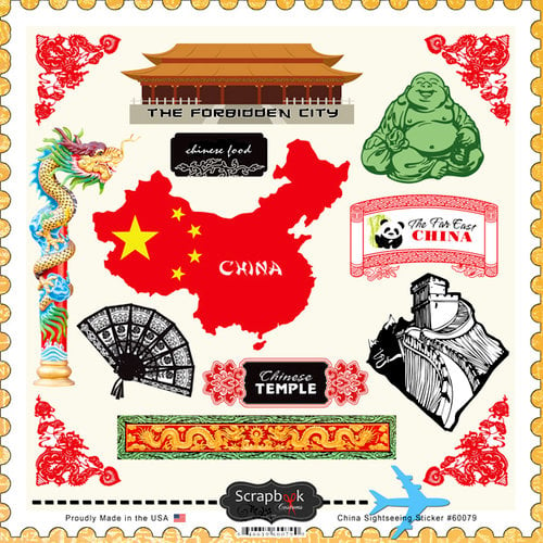 Scrapbook Customs - 12 x 12 Cardstock Stickers - China Sightseeing