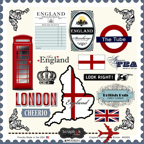 Scrapbook Customs - 12 x 12 Cardstock Stickers - England Sightseeing
