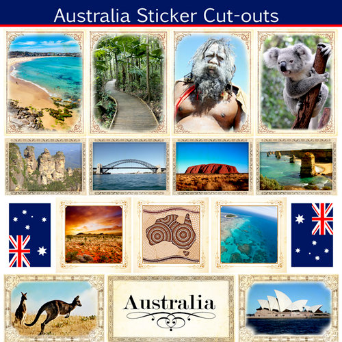 Scrapbook Customs - 12 x 12 Sticker Cut Outs - Australia Sightseeing