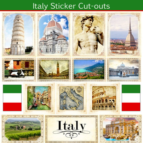 Scrapbook Customs - 12 x 12 Sticker Cut Outs - Italy Sightseeing