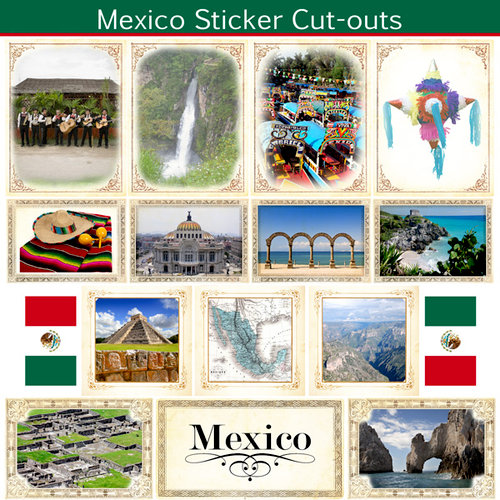 Scrapbook Customs - 12 x 12 Sticker Cut Outs - Mexico Sightseeing