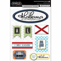 Scrapbook Customs - Travel Photo Journaling Collection - 3 Dimensional Stickers - Alabama