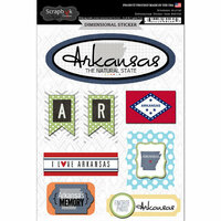 Scrapbook Customs - Travel Photo Journaling Collection - 3 Dimensional Stickers - Arkansas