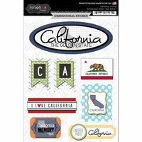 Scrapbook Customs - Travel Photo Journaling Collection - 3 Dimensional Stickers - California
