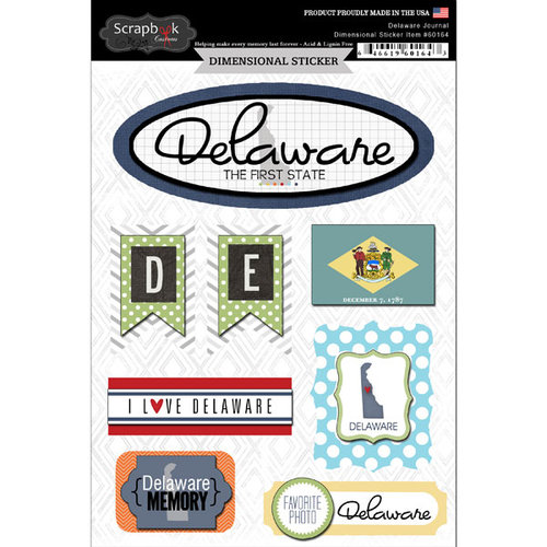 Scrapbook Customs - Travel Photo Journaling Collection - 3 Dimensional Stickers - Delaware