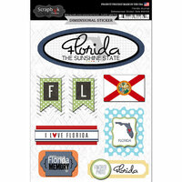Scrapbook Customs - Travel Photo Journaling Collection - 3 Dimensional Stickers - Florida