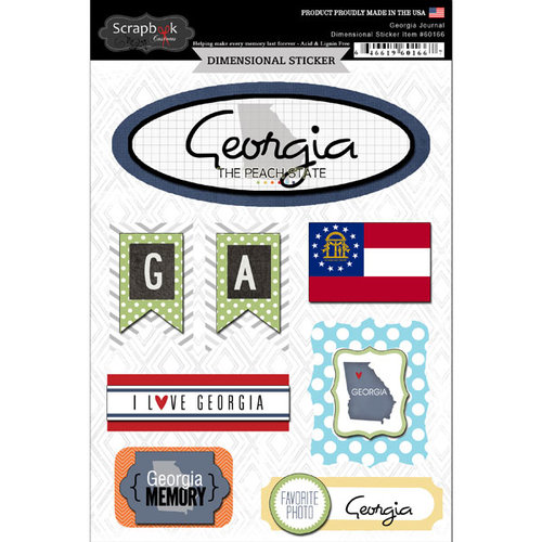 Scrapbook Customs - Travel Photo Journaling Collection - 3 Dimensional Stickers - Georgia