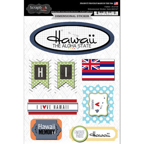 Scrapbook Customs - Travel Photo Journaling Collection - 3 Dimensional Stickers - Hawaii
