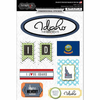 Scrapbook Customs - Travel Photo Journaling Collection - 3 Dimensional Stickers - Idaho