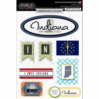 Scrapbook Customs - Travel Photo Journaling Collection - 3 Dimensional Stickers - Indiana