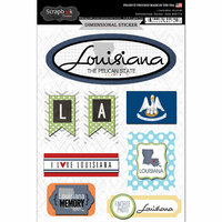 Scrapbook Customs - Travel Photo Journaling Collection - 3 Dimensional Stickers - Louisiana
