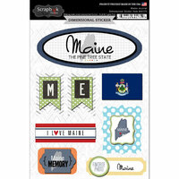 Scrapbook Customs - Travel Photo Journaling Collection - 3 Dimensional Stickers - Maine