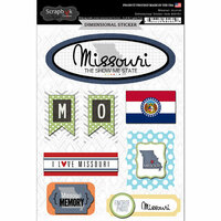 Scrapbook Customs - Travel Photo Journaling Collection - 3 Dimensional Stickers - Missouri