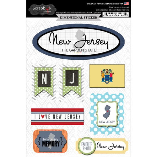Scrapbook Customs - Travel Photo Journaling Collection - 3 Dimensional Stickers - New Jersey