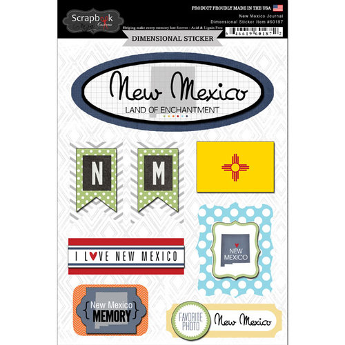 Scrapbook Customs - Travel Photo Journaling Collection - 3 Dimensional Stickers - New Mexico