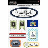 Scrapbook Customs - Travel Photo Journaling Collection - 3 Dimensional Stickers - New York