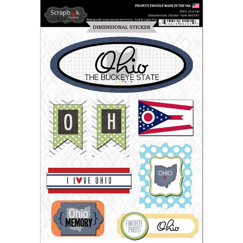 Scrapbook Customs - Travel Photo Journaling Collection - 3 Dimensional Stickers - Ohio
