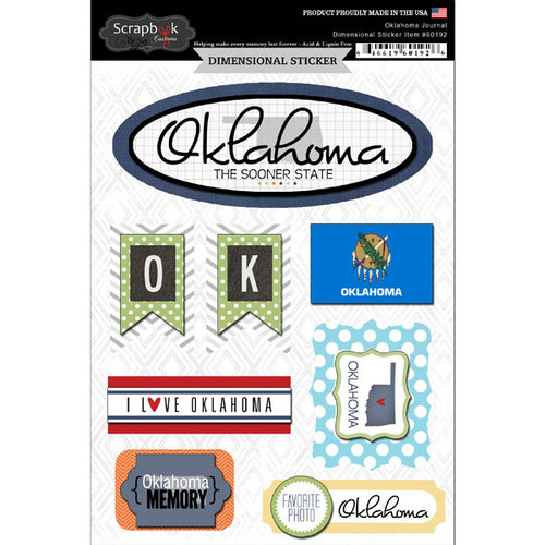 Scrapbook Customs - Travel Photo Journaling Collection - 3 Dimensional Stickers - Oklahoma