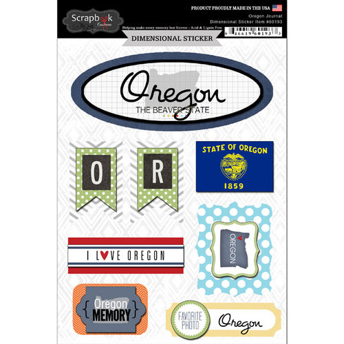 Scrapbook Customs - Travel Photo Journaling Collection - 3 Dimensional Stickers - Oregon