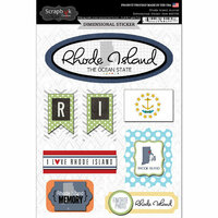 Scrapbook Customs - Travel Photo Journaling Collection - 3 Dimensional Stickers - Rhode Island