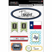 Scrapbook Customs - Travel Photo Journaling Collection - 3 Dimensional Stickers - Texas