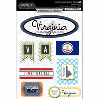 Scrapbook Customs - Travel Photo Journaling Collection - 3 Dimensional Stickers - Virginia