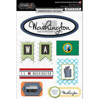 Scrapbook Customs - Travel Photo Journaling Collection - 3 Dimensional Stickers - Washington