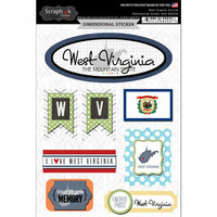 Scrapbook Customs - Travel Photo Journaling Collection - 3 Dimensional Stickers - West Virginia