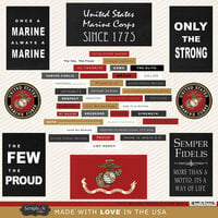 Scrapbook Customs - United States Military Collection - 12 x 12 Cardstock Stickers - Marines Words