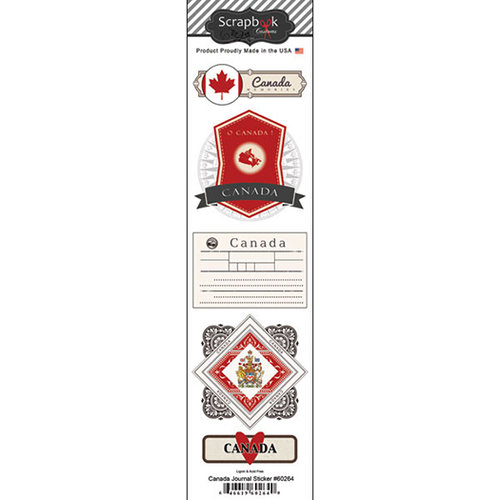 Scrapbook Customs - Travel Photo Journaling Collection - Doo Dads - Self Adhesive Metal Badges - Canada