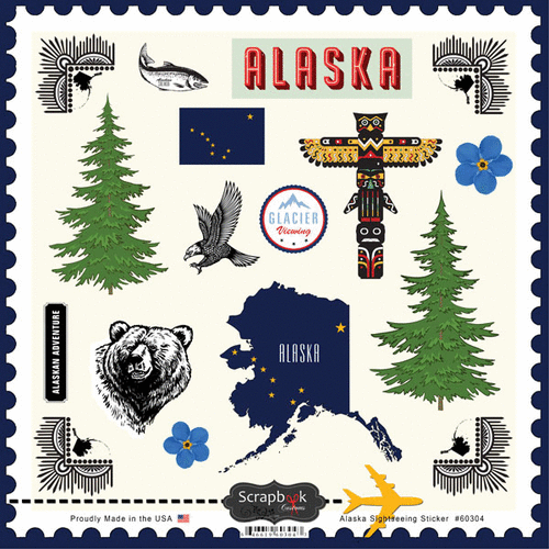 Scrapbook Customs - State Sightseeing Collection - 12 x 12 Cardstock Stickers - Alaska