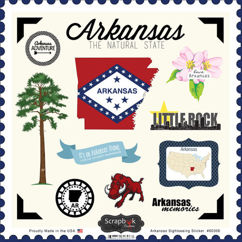 Scrapbook Customs - State Sightseeing Collection - 12 x 12 Cardstock Stickers - Arkansas