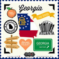 Scrapbook Customs - State Sightseeing Collection - 12 x 12 Cardstock Stickers - Georgia
