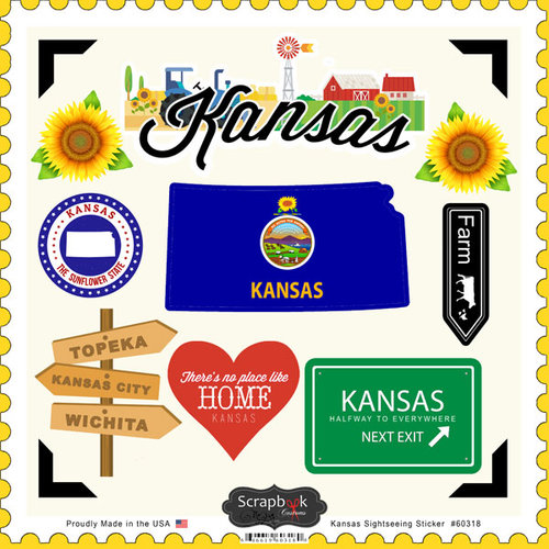 Scrapbook Customs - State Sightseeing Collection - 12 x 12 Cardstock Stickers - Kansas