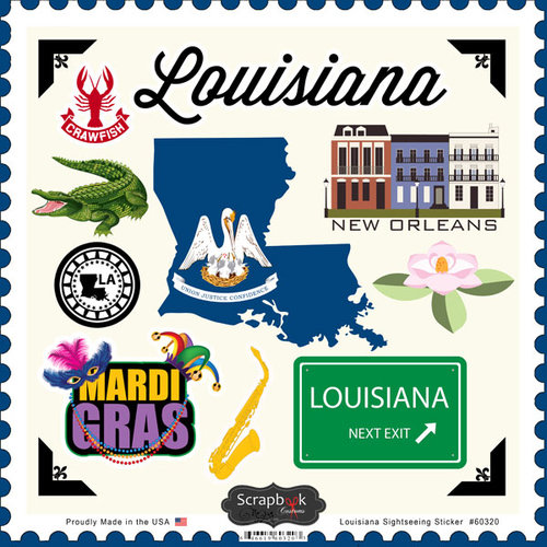 Scrapbook Customs - State Sightseeing Collection - 12 x 12 Cardstock Stickers - Louisiana