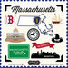 Scrapbook Customs - State Sightseeing Collection - 12 x 12 Cardstock Stickers - Massachusetts