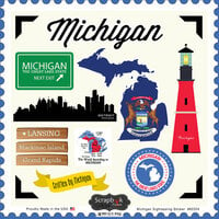 Scrapbook Customs - State Sightseeing Collection - 12 x 12 Cardstock Stickers - Michigan