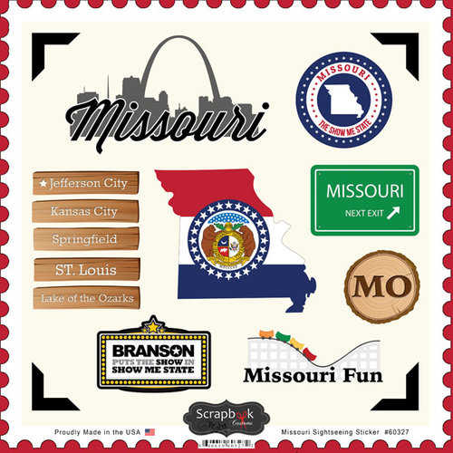 Scrapbook Customs - State Sightseeing Collection - 12 x 12 Cardstock Stickers - Missouri