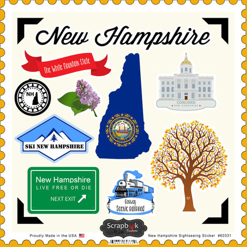 Scrapbook Customs - State Sightseeing Collection - 12 x 12 Cardstock Stickers - New Hampshire