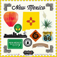 Scrapbook Customs - State Sightseeing Collection - 12 x 12 Cardstock Stickers - New Mexico