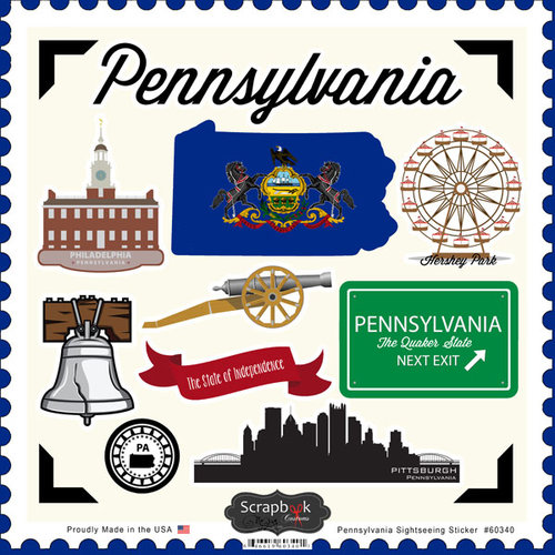Scrapbook Customs - State Sightseeing Collection - 12 x 12 Cardstock Stickers - Pennsylvania
