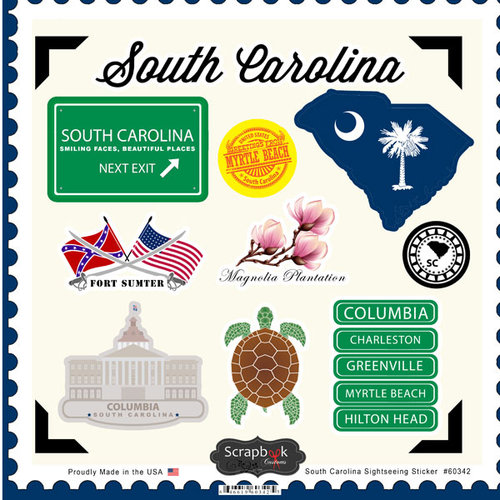 Scrapbook Customs - State Sightseeing Collection - 12 x 12 Cardstock Stickers - South Carolina